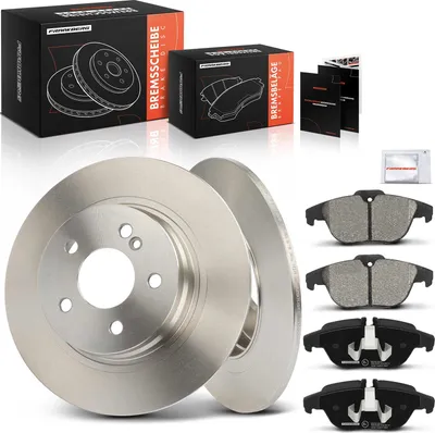 Produktbild von Frankberg 2x Bremsscheiben 4x Bremsbeläge Hinterachse für Mercedes-Benz C-Klasse W204 C204 S204 E-Klasse A207 C207