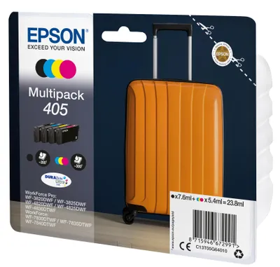 Image de Epson 405 Multipack - Pack de 4 - noir, jaune, cyan, magenta - original - sous blister avec alarme RF/acoustique - cartouche d'encre - pour WorkForce WF-7830, 7835, 7840, WorkForce Pro WF-3820, 3825, 4820, 4825, 4830