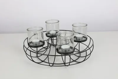 Image de Couronne de l'Avent en métal Ø35cm avec bol en métal Décoration de Noël Porte-bougies Décoration de table