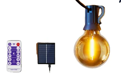 Produktbild von Solar-Lichterkette, Fernbedienung, dimmbar & 8 Modi, 9.5m 25Lampen
