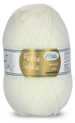 Produktbild von Flotte Socke uni 100 Gr./420m,4-fach Sockenwolle,75% Schurwolle /25% Polyamid Fb. 901 weiß