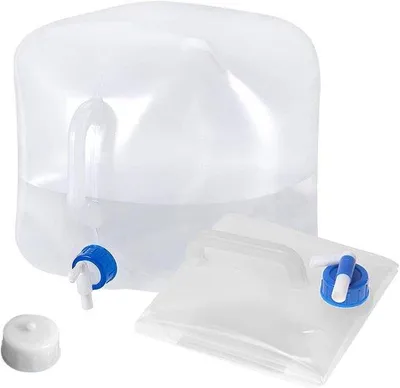 Zdjęcie produktu dla Unyqoos® Składana kanistra na wodę 10 L – wykonana z LDPE przeznaczonego do kontaktu z żywnością, z kranikiem i uchwytem do przenoszenia, kompaktowa, idealna do campingów, wędrówek i aktywności na świeżym powietrzu
