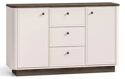 Image de Selsey Vilavio – Buffet 2 portes, 3 tiroirs, cachemire/aspect chêne foncé, 138 cm