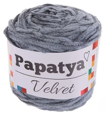 100g Strickgarn Papatya Velvet Chenille-Strickgarn 02 grau