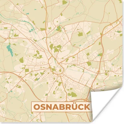 Produktbild von MuchoWow® Poster Karte - Osnabrück - Karte - Stadtplan - Vintage 75x75 cm - Wand Dekoration
