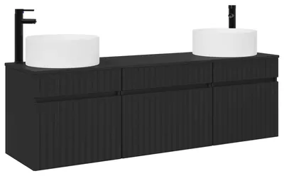 Immagine prodotto di Set di 3 mobili da bagno, colore nero, dimensioni 49 x 44,5 x 65,5 cm
