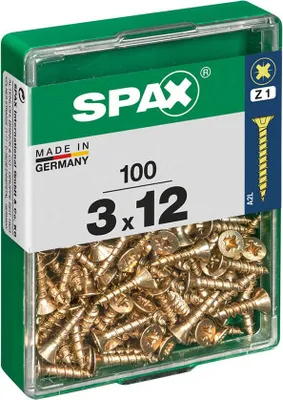 Image de Boîte 100 Unités. Vis A Bois Spax Cab. Plat Yellox 3.0x12mm Spax