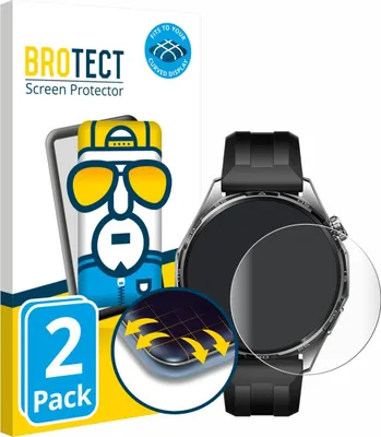 Produktbild von 2x BROTECT Fullscreen Schutzfolie für Huawei Watch GT 6 (46 mm) Displayschutz Folie Fullcover Klar Transparent