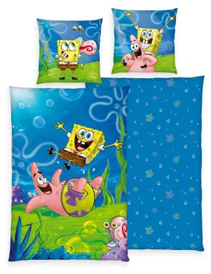 Produktbild von Spongebob Wende Bettwäsche Set 2 tlg. 135 x 200 cm 80 x 80cm