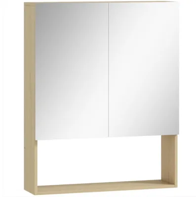 Produktbild von Spiegelschrank, Badezimmerschrank, Spiegeltüren, offenes Regal, Wandmontage Badezimmermöbel