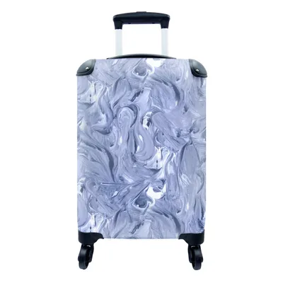 Produktbild von MuchoWow® Koffer Handgepäck Trolley Rollkoffer Kleine Reisekoffer mit 4 Rollen - Blau - Farbe - Marmor - Muster - Cabin Size < 55x40x23 cm & 55x40x20 cm - Fotokoffer - Kabinenkoffer - Boardgepäck - Reise-Box - Reisekoffer - Reisegepäck - Koffer mit Bild - Trolley für Kinder
