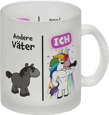 Produktbild von Andere Väter - ICH Glas Tasse zum Vatertag mit coolem Einhorn