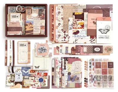 A6 Vintage Scrapbook Kit – Notizbuch mit Rasterlinien