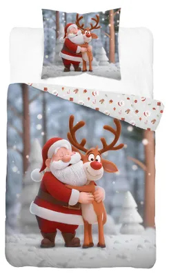 Produktbild von Bettwäsche, Baumwollbettwäsche für Kinder, weihnachtlich 140x200 6116a der Weihnachtsmann, KI-generiertes Bild