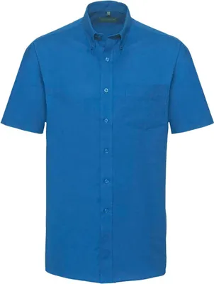 Produktbild von Russell Collection Oxford Herren Hemd, Kurzarm, pflegeleicht FK746 (Kragenweite 39) (Oxford Blau)