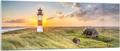Produktbild von Bilder auf glas - Leuchtturm Meer - 140x50cm - Glasbilder - Wandbilder - Kunstdruck - zum Aufhängen bereit - Wanddekoration aus Glas - Glas Bilder - Wandbild auf Glas - Einteilig - GAB140x50-3695