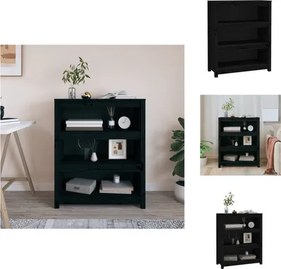 Zdjęcie produktu dla vidaXL Półka na książki czarna 80x35x97 cm lite drewno sosnowe - Półki na książki i regały