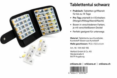 Produktbild von Tablettenetui für 14 Tage, übersichtliche und sichere Medikamentenaufbewahrung