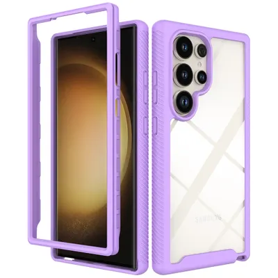 Obrázek produktu pro Pouzdro pro Samsung Galaxy S24 Ultra, Hybrid Průhledné Zadní Kryt, Robustní TPU Nárazník, Nárazuvzdorné Pouzdro Fialová