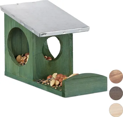 Produktbild von relaxdays Eichhörnchen Futterhaus Metalldach