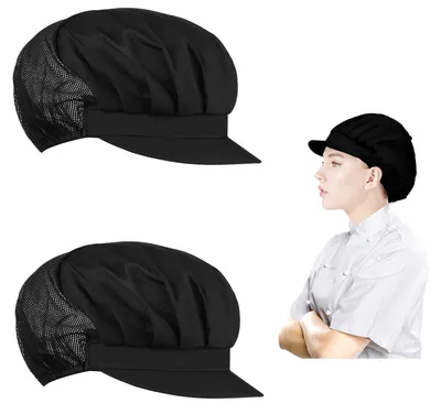 Kochmütze, 2 Stück, schwarz, elastisch, atmungsaktiv, verstellbar