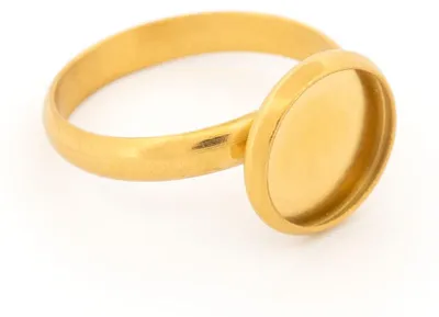 Produktbild von Vintageparts Ringrohling goldfarben ionenplattiert für 10 mm Cabochons, 2 Stück