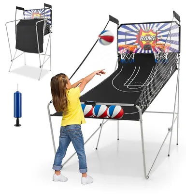 Basketballautomat klappbar, 8-in-1, mit 4 Bällen, 8 Spielmodi