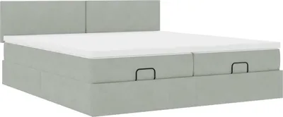Produktbild von Ottoman-Bett mit Matratzen Hellgrau 160x200 cm Samt