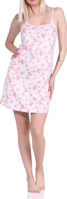 Zdjęcie produktu dla Elegancka damska koszula nocna na ramiączkach z koronkowym wykończeniem - również w rozmiarach plus size; różowy.52-54
