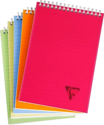 Produktbild von Clairefontaine 5x Block mit Doppelspirale A, 80 Blatt liniert sortiert 328646C