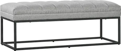 Produktbild von HOMCOM Sitzbank, Polsterbank in Leinenoptik, Schlafzimmerbank, Bettbank, Schminkbank für Wohnzimmer, bis 200 kg Belastbar, Stahl, Hellgrau, 120 x 44 x 45,5 cm
