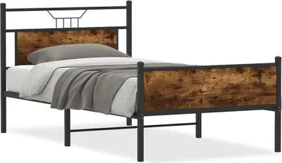 Produktbild von vidaXL Bettgestell ohne Matratze Räuchereiche 107x203 cm Holzwerkstoff