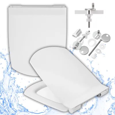 Produktbild von WC Sitz - Toilettensitz Slim - Weiß - 43,5 Cm X 35,5 Cm - Langsam Fallend - Antibakteriell - Toilettendeckel