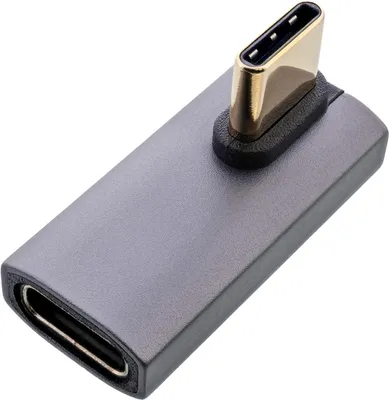 Productafbeelding van USB4 Adapter - USB-C Hoekstuk - Snelle Data Transfer - Verticale Kabelgeleiding - 40 Gb/s - Grijs