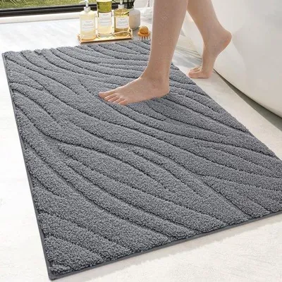 Obrázok produktu pre Ibenzoa® Mäkká podložka pod sprchu z mikrovlákna – protišmyková, sivá, 61 x 110 cm, vysoko savá a rýchlo schnúca