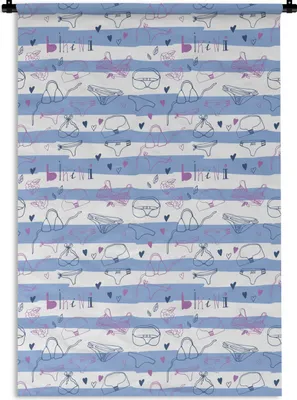 Produktbild von MuchoWow® Wandteppich Wandbehang Bikini - Sommer - Schnittmuster 120x180 cm Tapisserie Dekoration Wandtuch - Schlafzimmer - Dekorationen für das Haus