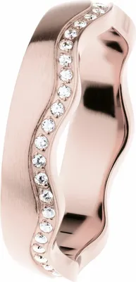 Produktbild von Ernstes Design Damen Wellenring mit roséfarbener Zirkonia-Reihe