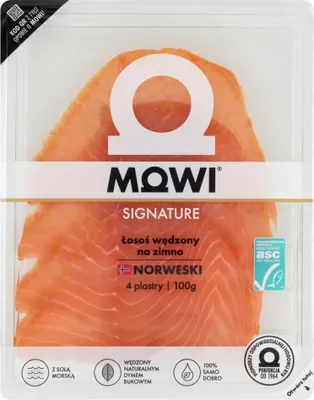 Zdjęcie produktu dla MOWI łosoś wędzony na zimno plastry 4x25g