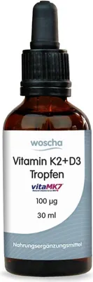 Produktbild von Woscha Vitamin K2+ D3 Tropfen 100 µg- 30 ml Flasche