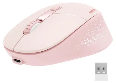 Immagine prodotto di Mouse Bluetooth silenziosa, ricaricabile, wireless, con possibilità di connettersi a due dispositivi, colore rosa