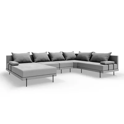Produktbild von TRADA Gartenecksofa Bahama XL Grau Rechts 370x175 cm Gartenmöbel set Wasserabweisend Stoff