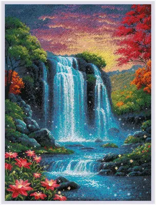 Imagen del producto de Kit de bordado a punto de cruz Riolis "Cascada mágica", 30x40 cm, para hacer tú mismo