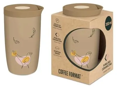 Zdjęcie produktu dla Kubek termiczny brązowy ze stali nierdzewnej ceramiczna powłoka 350 ml do