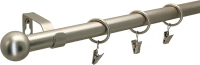 Produktbild von LOFT 300 cm Einzelne Gardinenstange 19 mm aus Metall mit Endstück BALL Komplettset mit Ringen und Clips Inklusive Montagezubehörset Farbe Satin