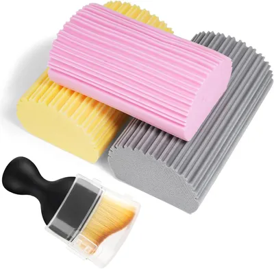 Immagine prodotto di Set di 3 spugne riutilizzabili per la pulizia, 1 spazzola morbida, colore giallo, rosa, grigio, per la pulizia