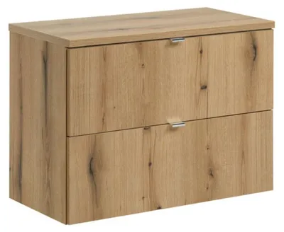 Productafbeelding van Hangend badkamermeubelset VANO eikenlook 80cm: onderkast met lades + blad voor wastafel