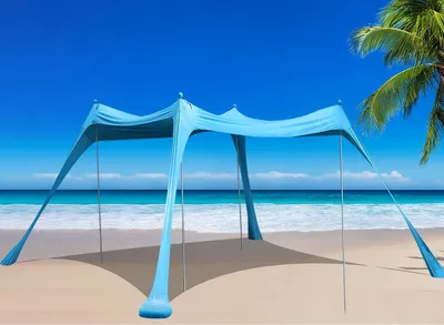 Immagine prodotto di Tenda pop-up grande, con protezione solare, 4 aste, color turchese, ideale per campeggio e picnic