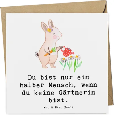 Produktbild von Mr. & Mrs. Panda Grußkarte Gärtnerin Herz - Weiß - Geschenk, Gartenbau, Spruch, anlasskarte, Glückwunschkarte, Gartenplaner, doppelkarte, Klappkarte, faltkarte, Gärtnerei
