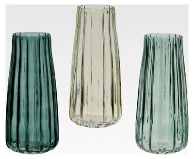Produktbild von Glasvase 10x22cm Deko Blumenvase Petrol Hellgrün 1 Stück Sortiert - Stabile Tischvase - Wohnzimmer Dekovase - Moderne Runde Glasvase - Tulpenvase - Tischdeko Geschenk