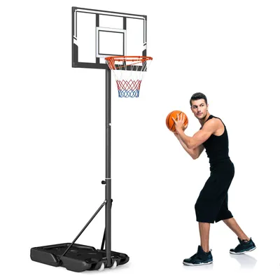 Immagine prodotto di COSTWAY canestro da esterno, supporto per pallacanestro 100-305 cm regolabile in altezza, sistema di pallacanestro con supporto, ruote e tabellone, sistema di canestri